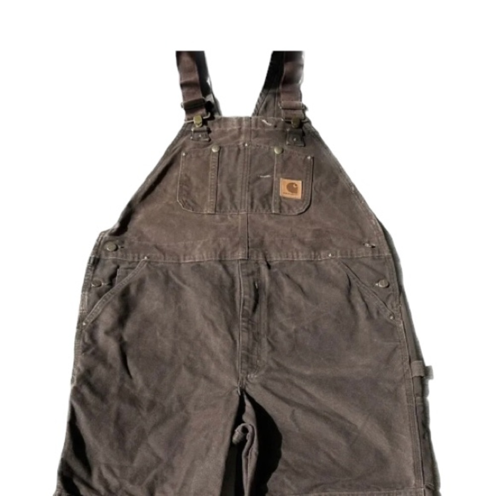 Men’s Carhartt Brown Double Knee Unlined Duck Overall Bibs 40x32